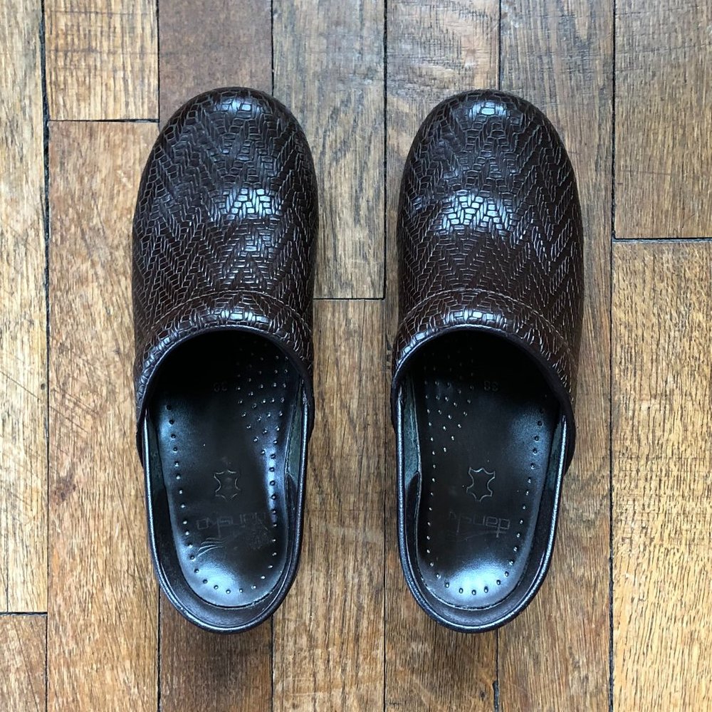 Dansko Brown Leather Clogs, Size 8